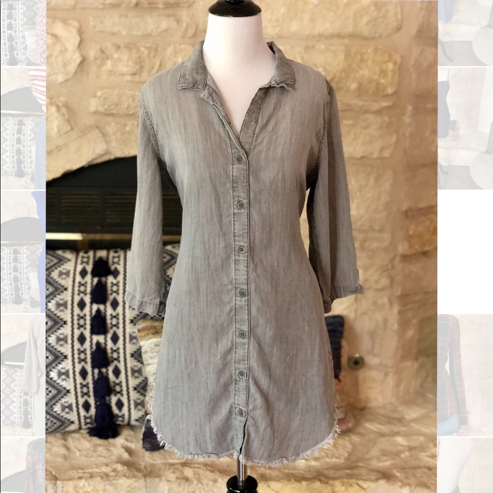 Super soft button up with raw hem Anthropologie